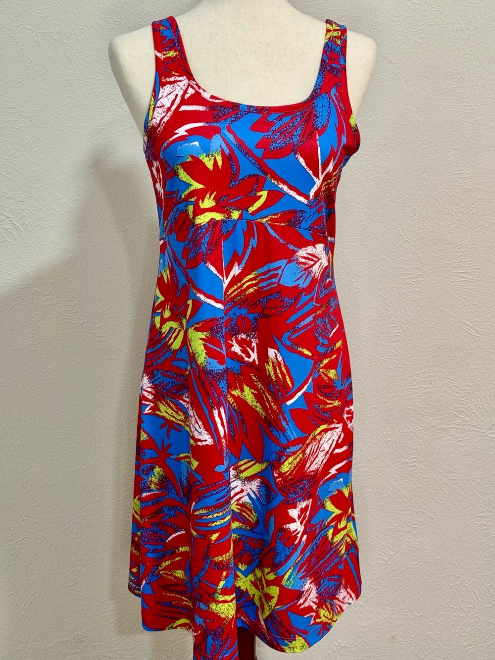 Columbia Vibrant Red Tropical Print Tank Dress Size M